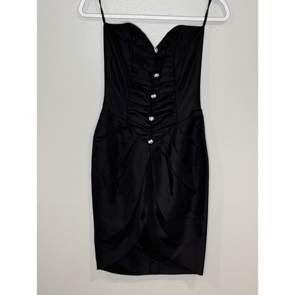 Vintage Sz 5/6 Strapless Black Cocktail Dress Sexy 90s Party Gunne Sax